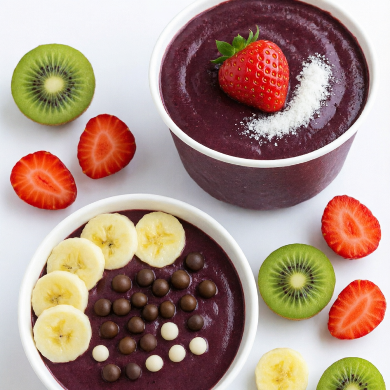Nosso delicioso creme de açaí é preparado com textura cremosa, sabor marcante e aquele toque refrescante que só o verdadeiro açaí tem. E para ficar ainda mais irresistível, você pode escolher 5 acréscimos à sua escolha entre frutas frescas, coberturas e ingredientes especiais.