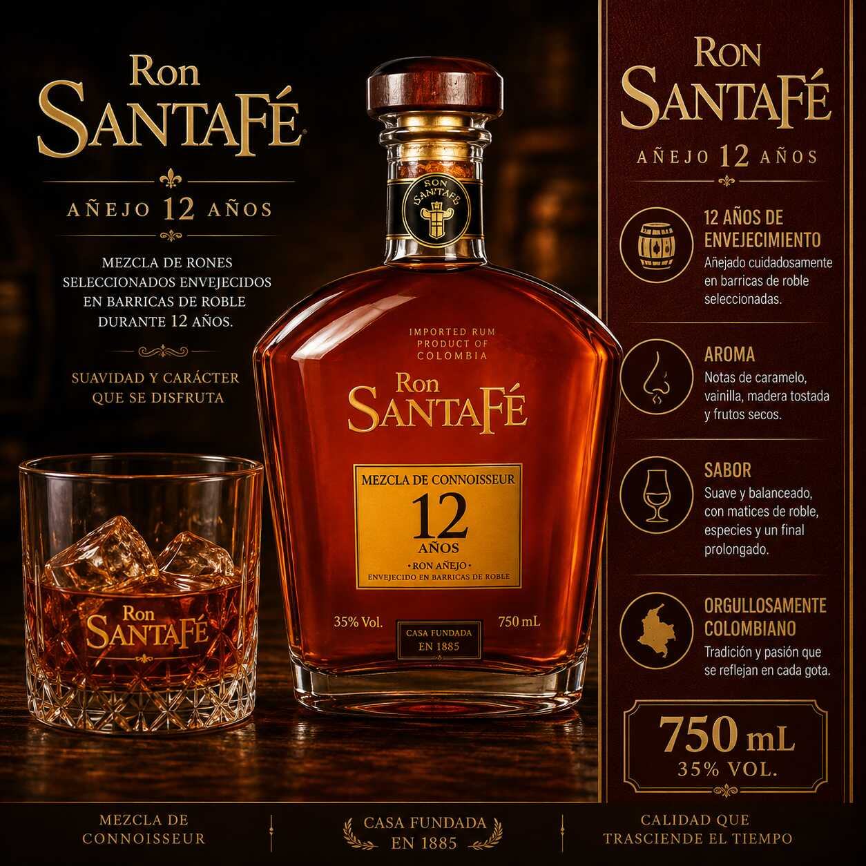 Ron Santa Fe 12 Años X 750 ML