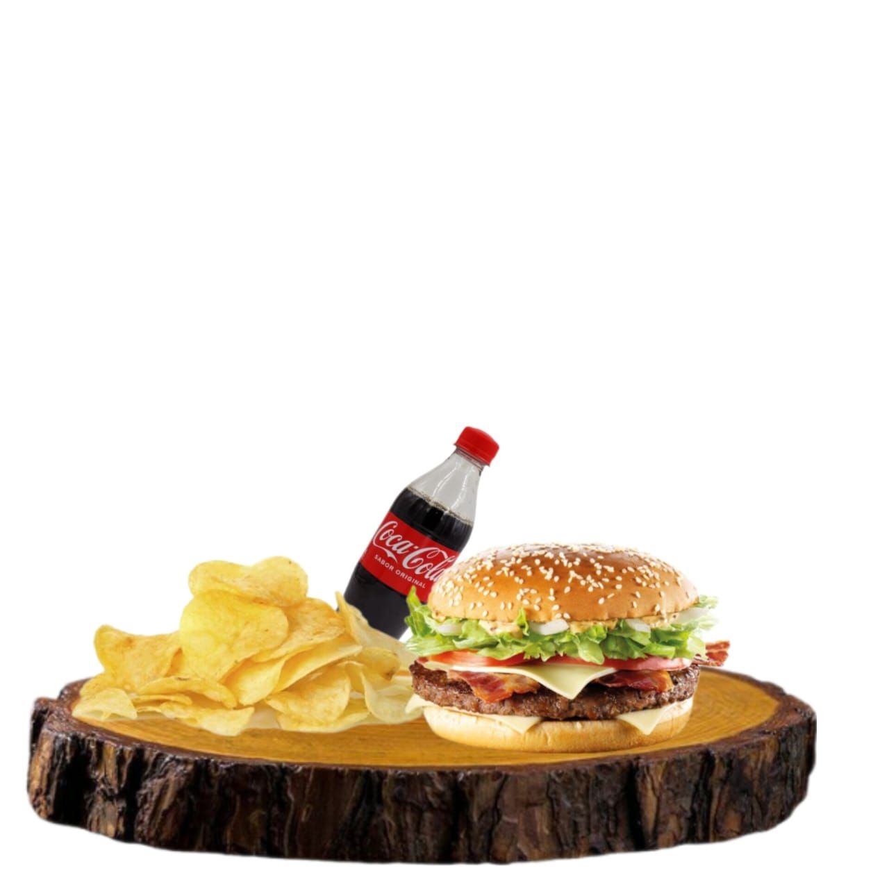 Hamburguesa, Papa Dorada más Coca Cola