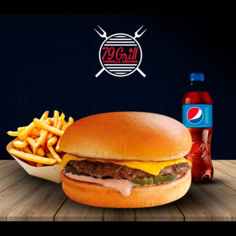 Combo Cheeseburger + papas + refresco