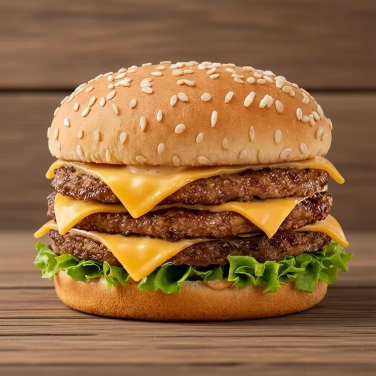 Big Loucos ( Pão, 3Carnes, 3 Fatias de Cheddar Fatiado, Molho especial e Salada )