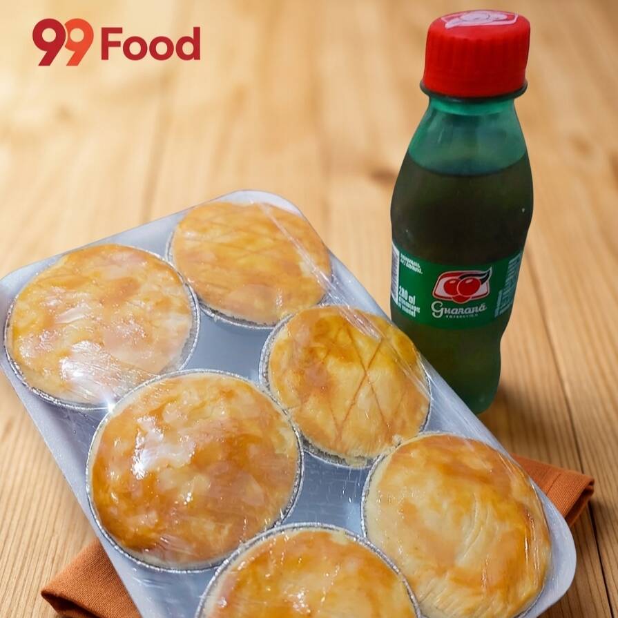 Porção com 6 mini Empadas de 44g cada.
3 de frango
3 de camarão
+ Refri.