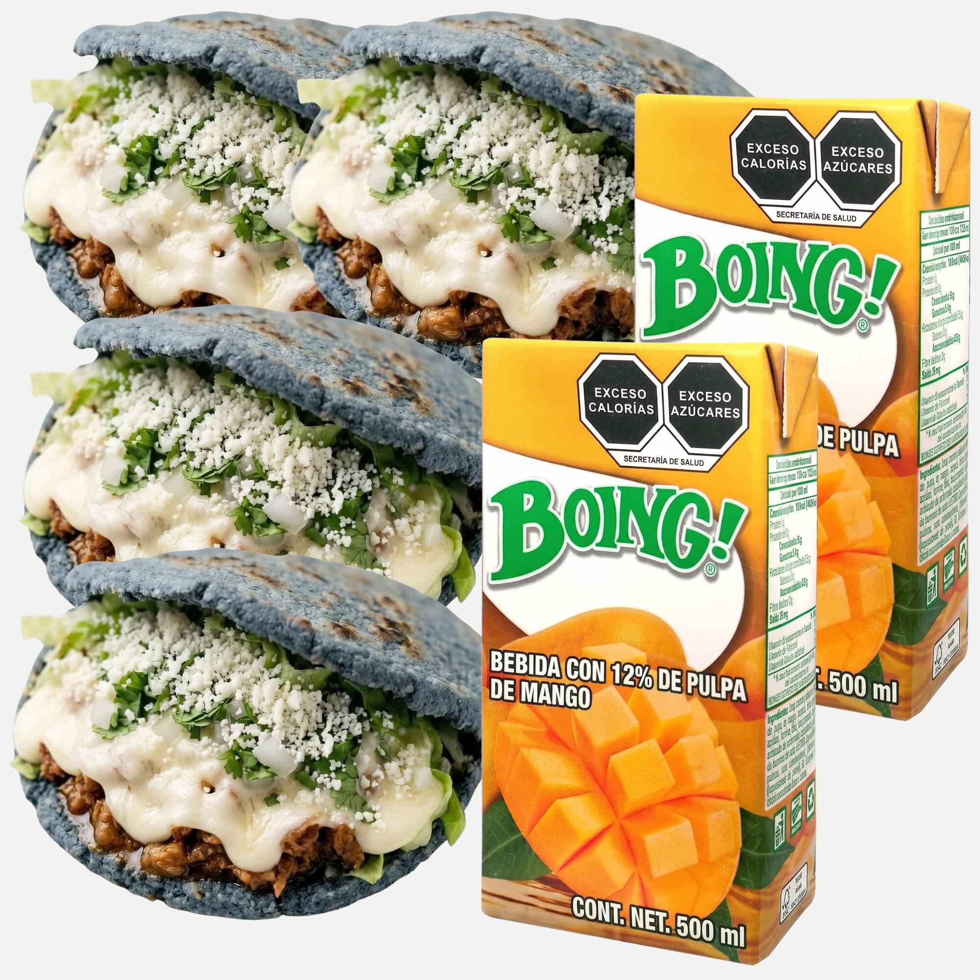 4 Gorditas de Chicarrón Con Quesillo 2 Boing 500Ml