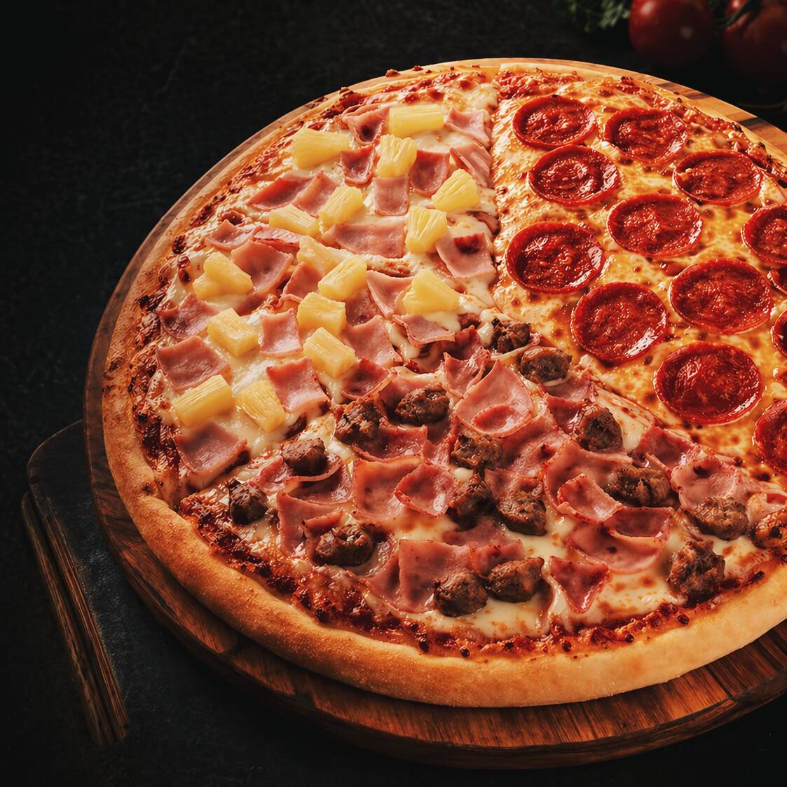 Pizza Grande 3 Tiempos , Pepperoni,hawaiana,carnes