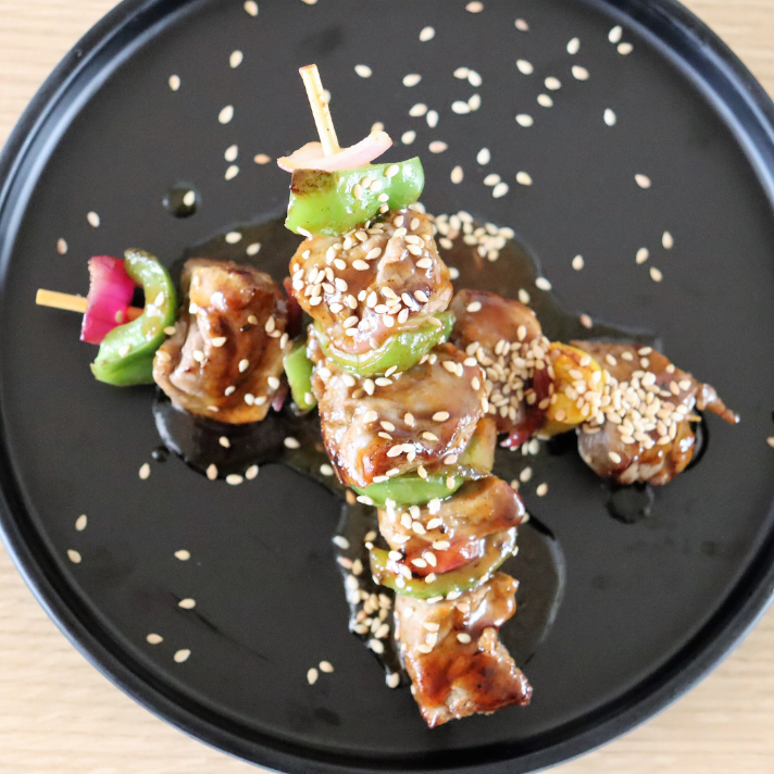 Kushiages de Arrachera en Teriyaki