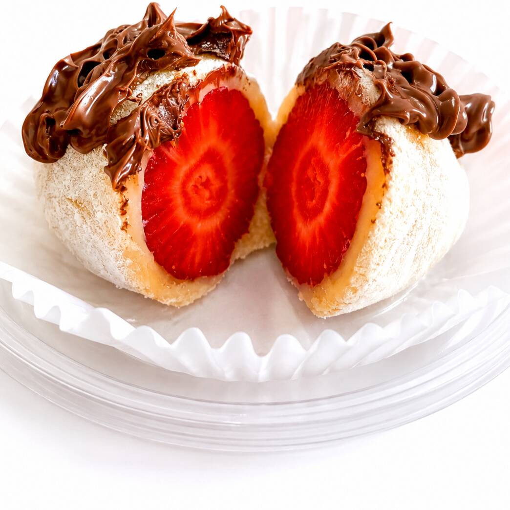 Uma verdadeira explosão de sabor! Brigadeiro de Ninho supercremoso envolvendo um morango inteiro e suculento, com aquele toque irresistível de Nutella por cima. Cremosa, e simplesmente impossível comer uma só! ️