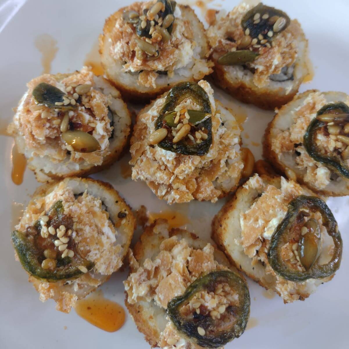 Camaron&macha Roll + Agua Natural