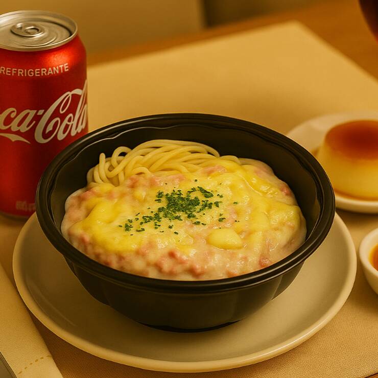 Macarrão com Linguiça Blumenau e Requeijão Massa cremosa com requeijão e pedaços generosos de linguiça Blumenau defumada. Sabor intenso, textura macia e aquele toque artesanal que faz toda a diferença. + Coca Cola Lata + Pudim 120gr