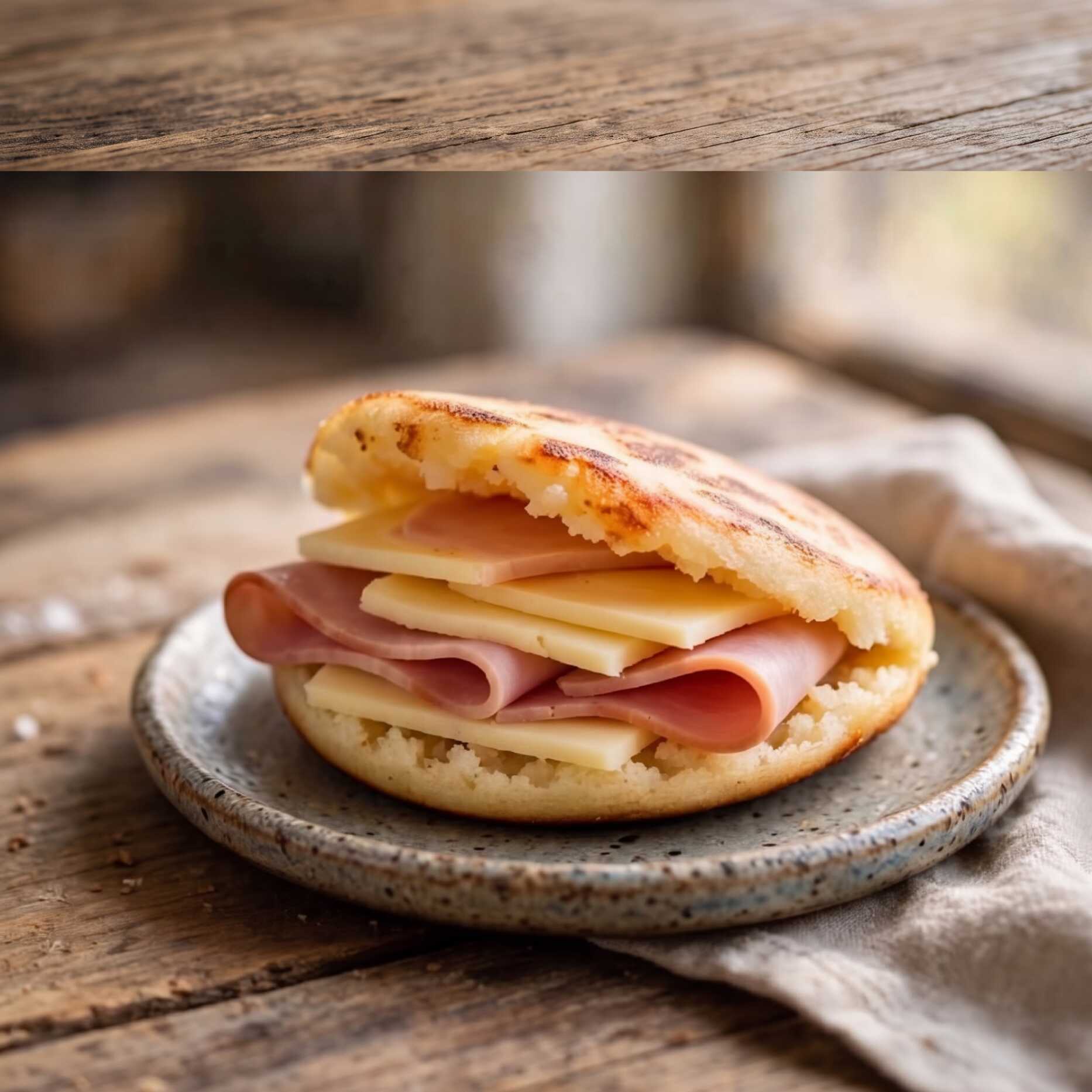 Arepa con Jamón y Queso