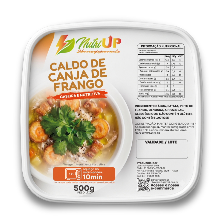 Canja leve e nutritiva com frango desfiado, arroz e temperos caseiros. Reconfortante, saborosa e pronta em 6 minutos. 🍗