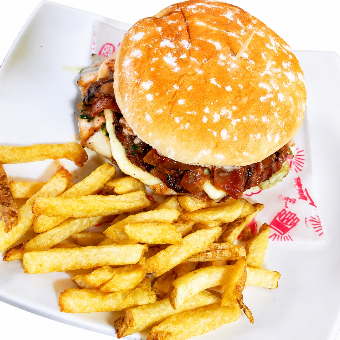 Hamburguesa Halcón + Papas + Coca Cola 250ml