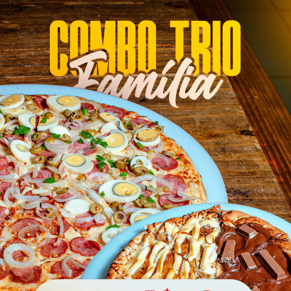 1 pizza 35cm 8f-atias + 1 pequena doce + 1 refri 2L grátis