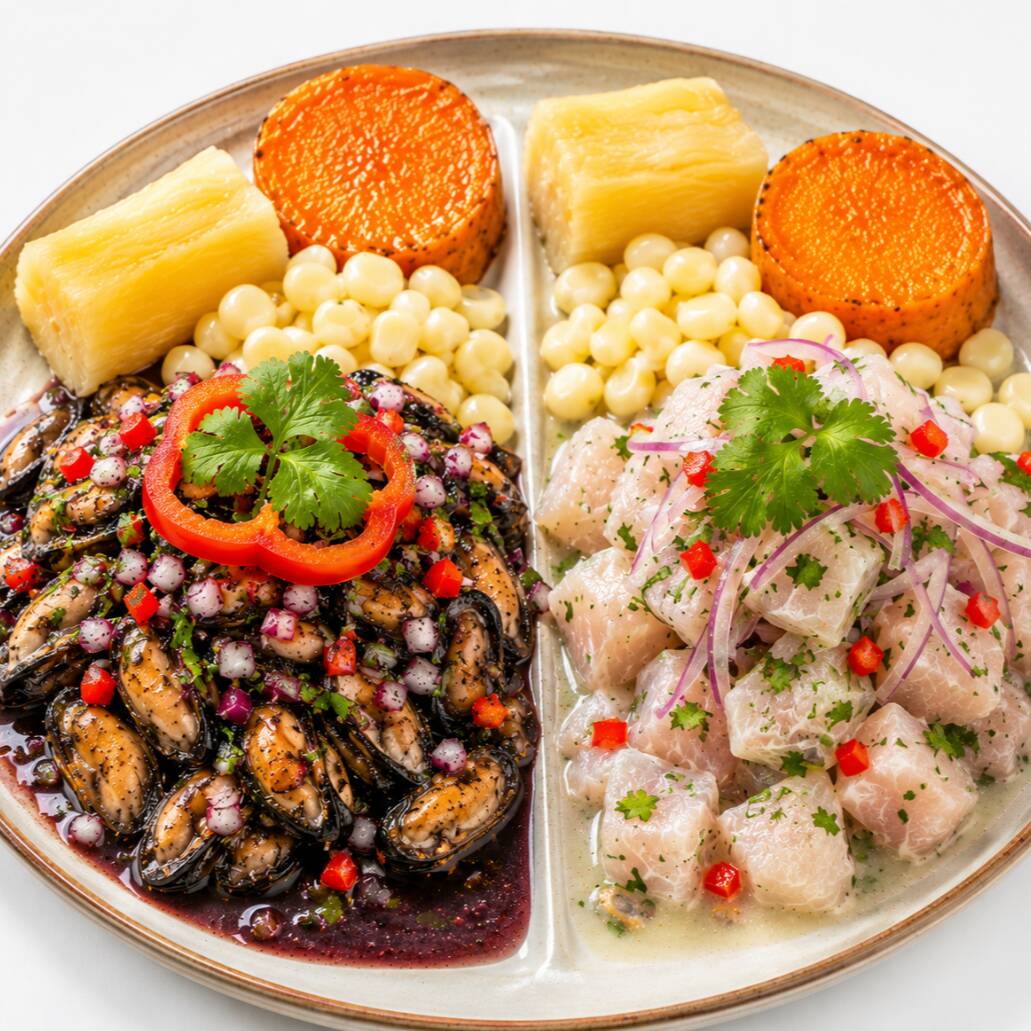 Ceviche de Pescado con Conchas Negras