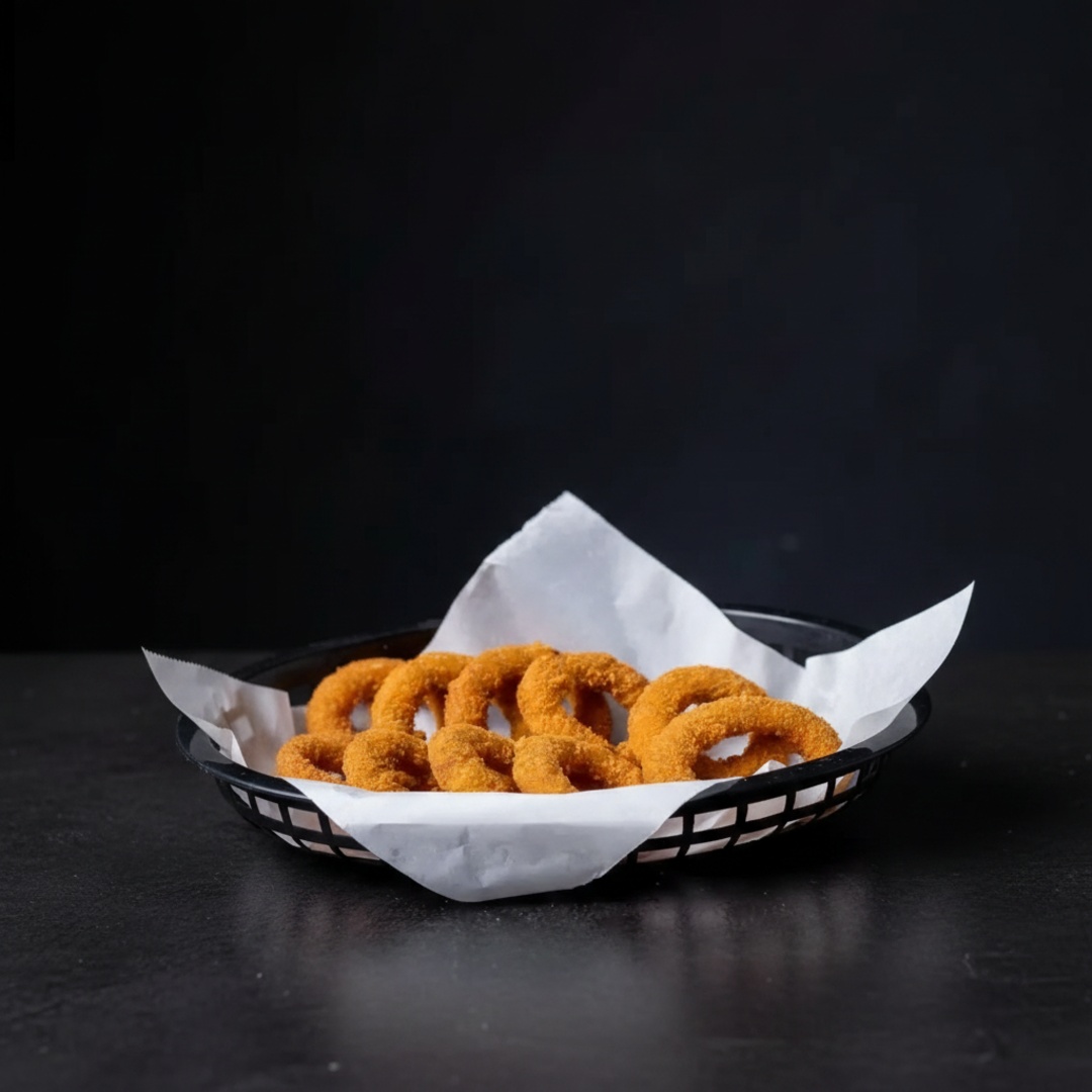 10 anéis de cebola fresquinhos, empanados e fritos até ficarem dourados e crocantes por fora, macios por dentro. Acompanhamento perfeito para quem ama aquela crocância irresistível e sabor marcante. Ideal para compartilhar ou para aquele petisco que não pode faltar.