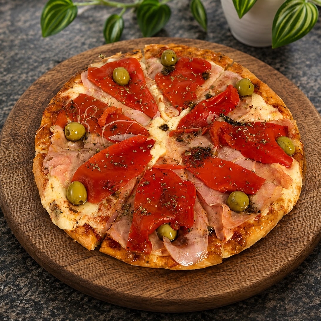 Pizza Jamon y Pimientos