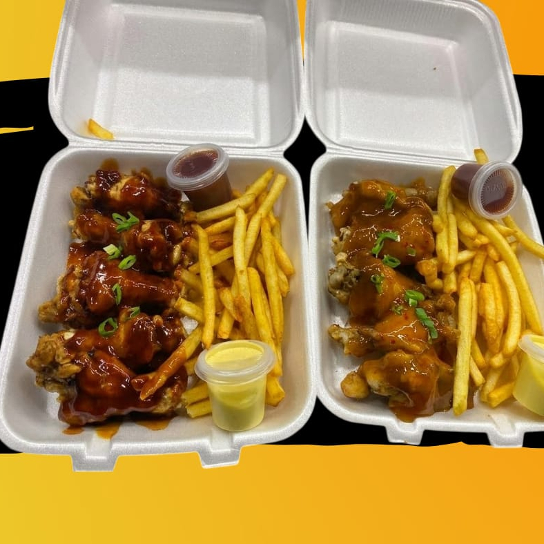 8 Alitas con orden de papas francesa