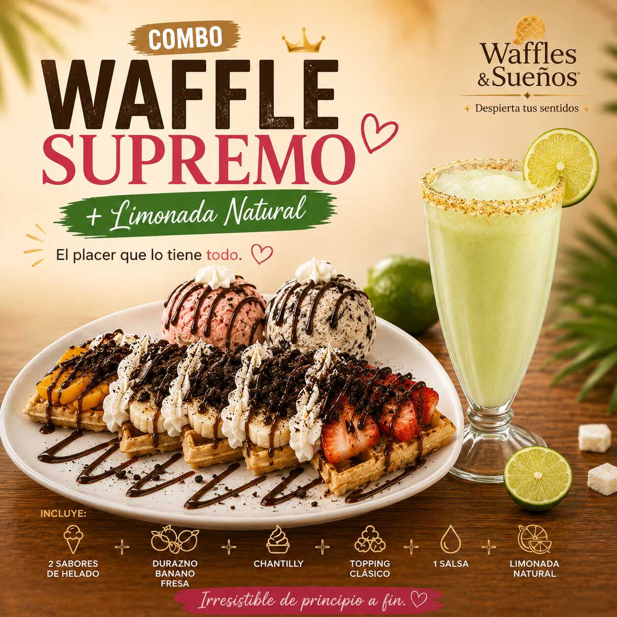 Waffle Supremo + Limonada Natural