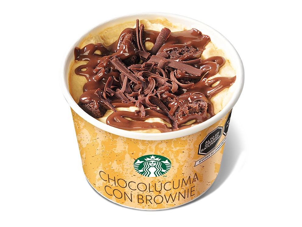 Cuchareable chocolúcuma con brownie