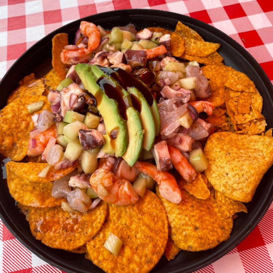 TostiAguachiles con Camaron y Pulpo