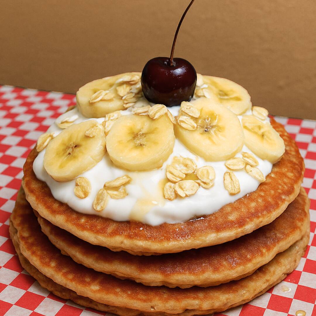 (3) Hotcakes de Avena + Proteína + Plátano
