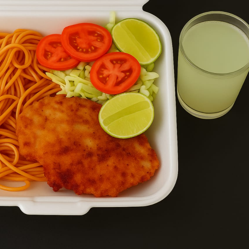 MILANESA DE POLLO CON AGUA DEL DIA