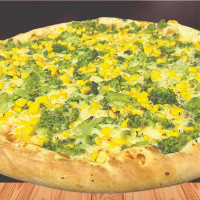 Brócolis temperado com cobertura de Mussarela e Milho