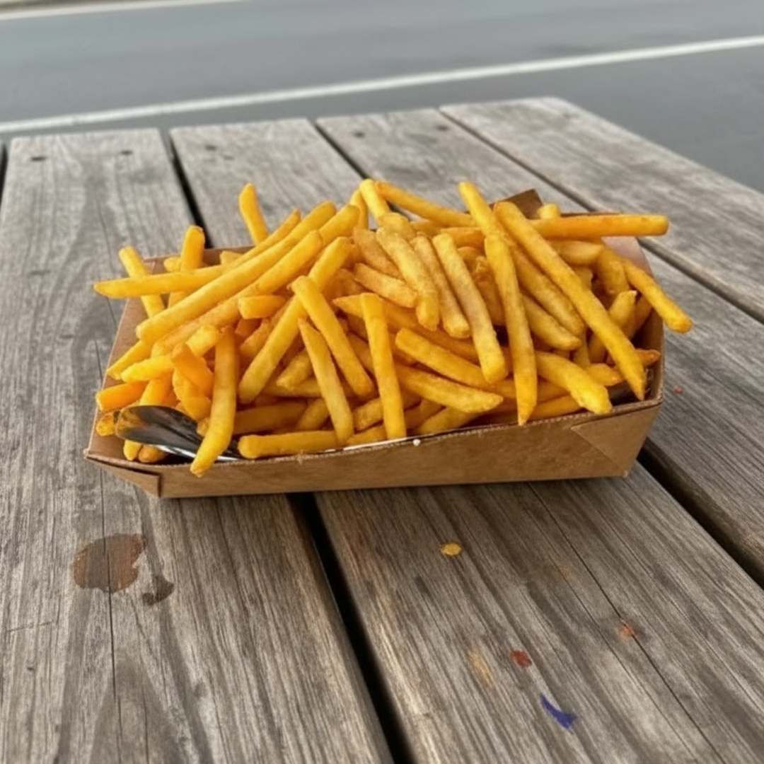 Batata frita super crocante feita com SureCrisp McCain, dourada por fora e macia por dentro. Textura sequinha, sabor intenso e aquele crocante que dura até a última mordida. Perfeita pra acompanhar ou pedir só pra você.