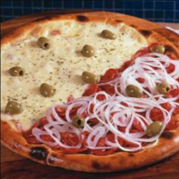 Calabresa, Mussarela, azetiona e oregano