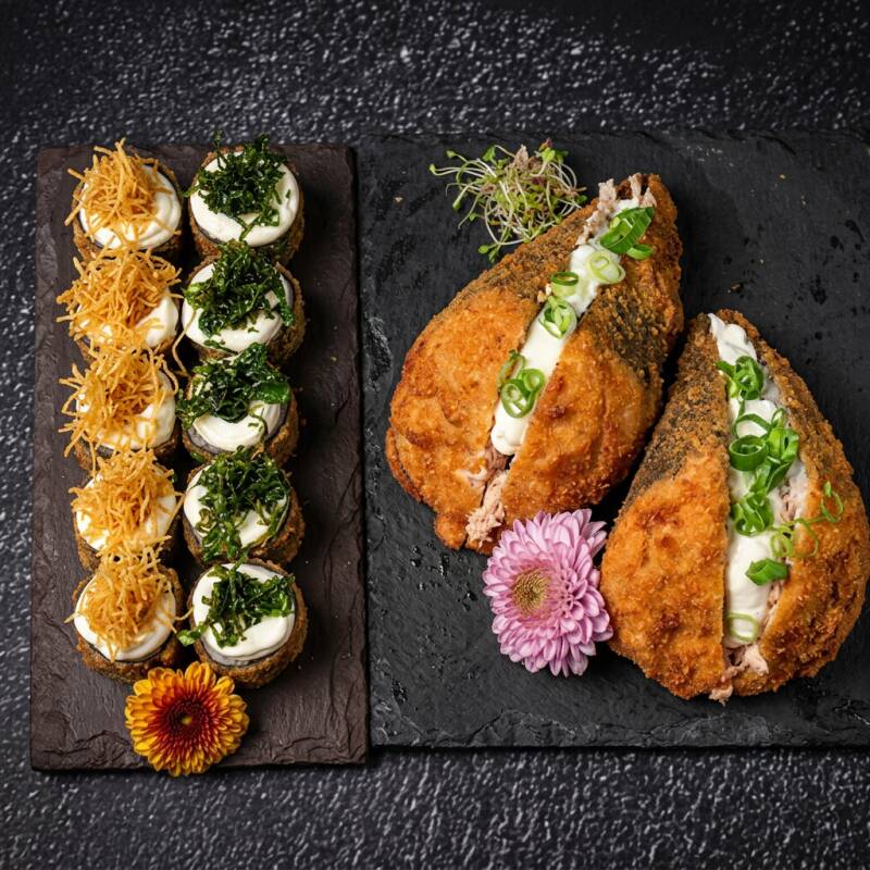 5 hot batata crispe 5 hot couve crispe 2 temaki empanado