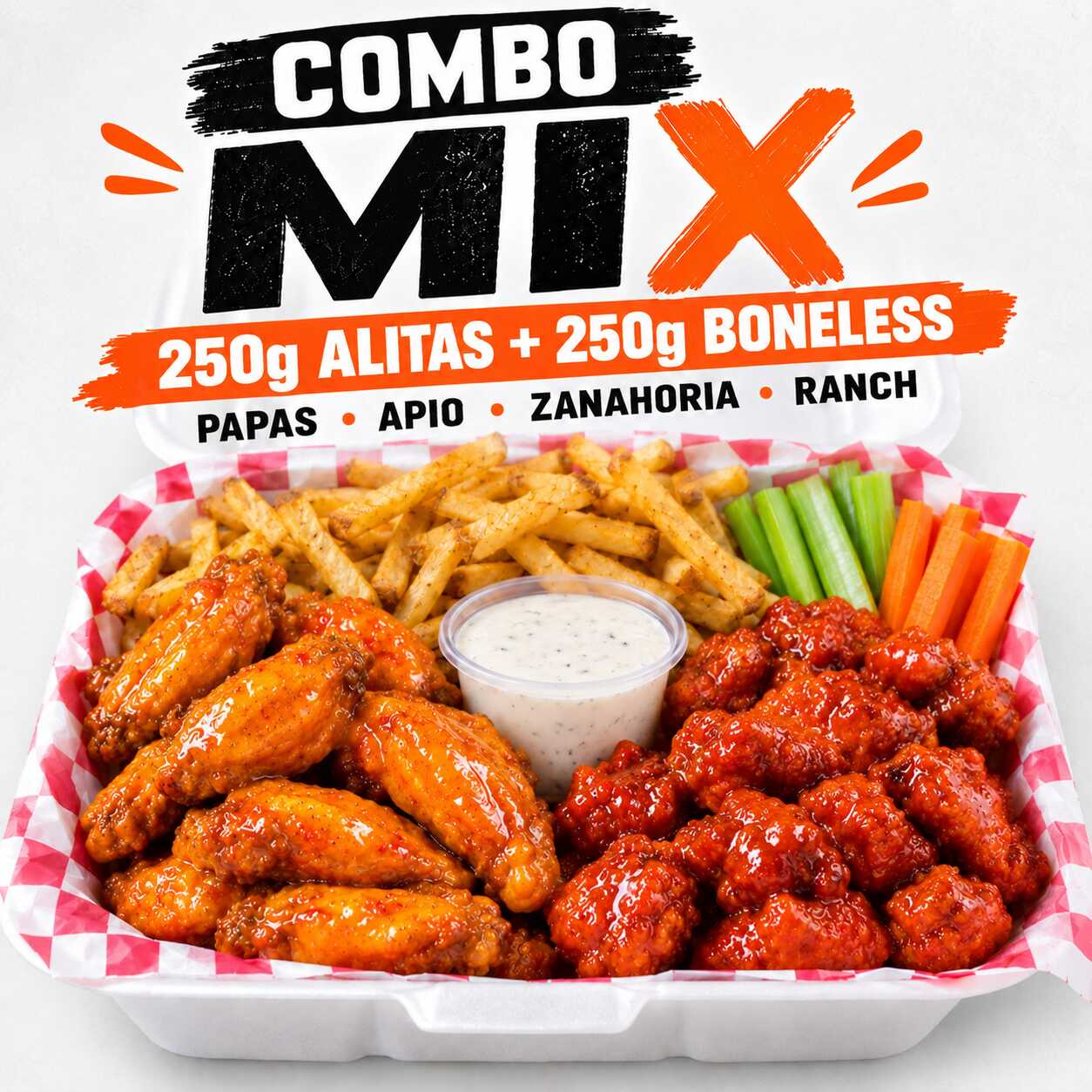 COMBO MIX 500g Boneless Búfalo y Alitas Mango Haba