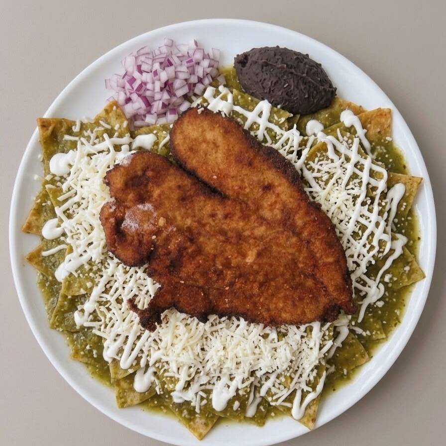 Chilaquiles Verdes con Milanesa
