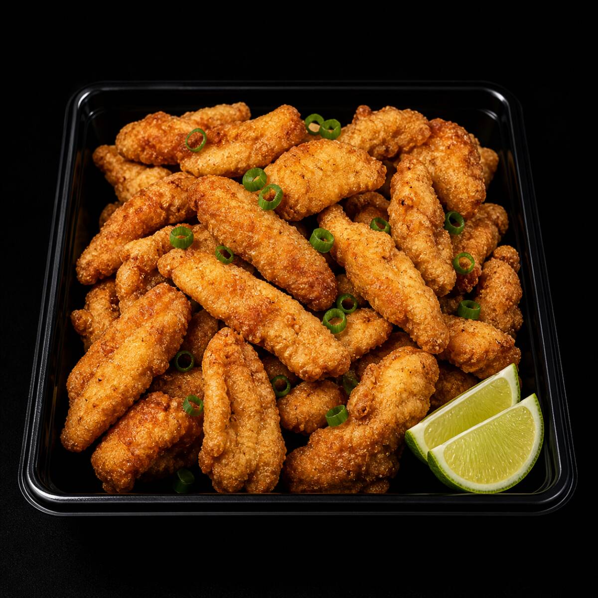 Filés de tilápia frescos, empanados na farinha panko e frito.