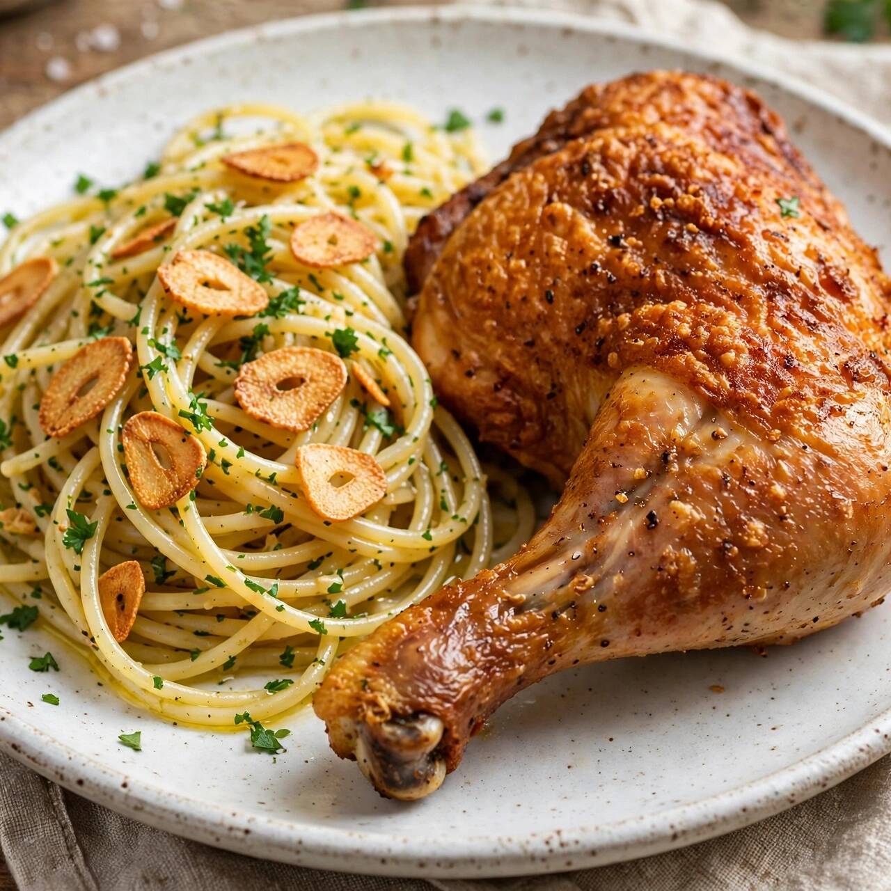 1/4 De Pollo Asado Con Espagueti