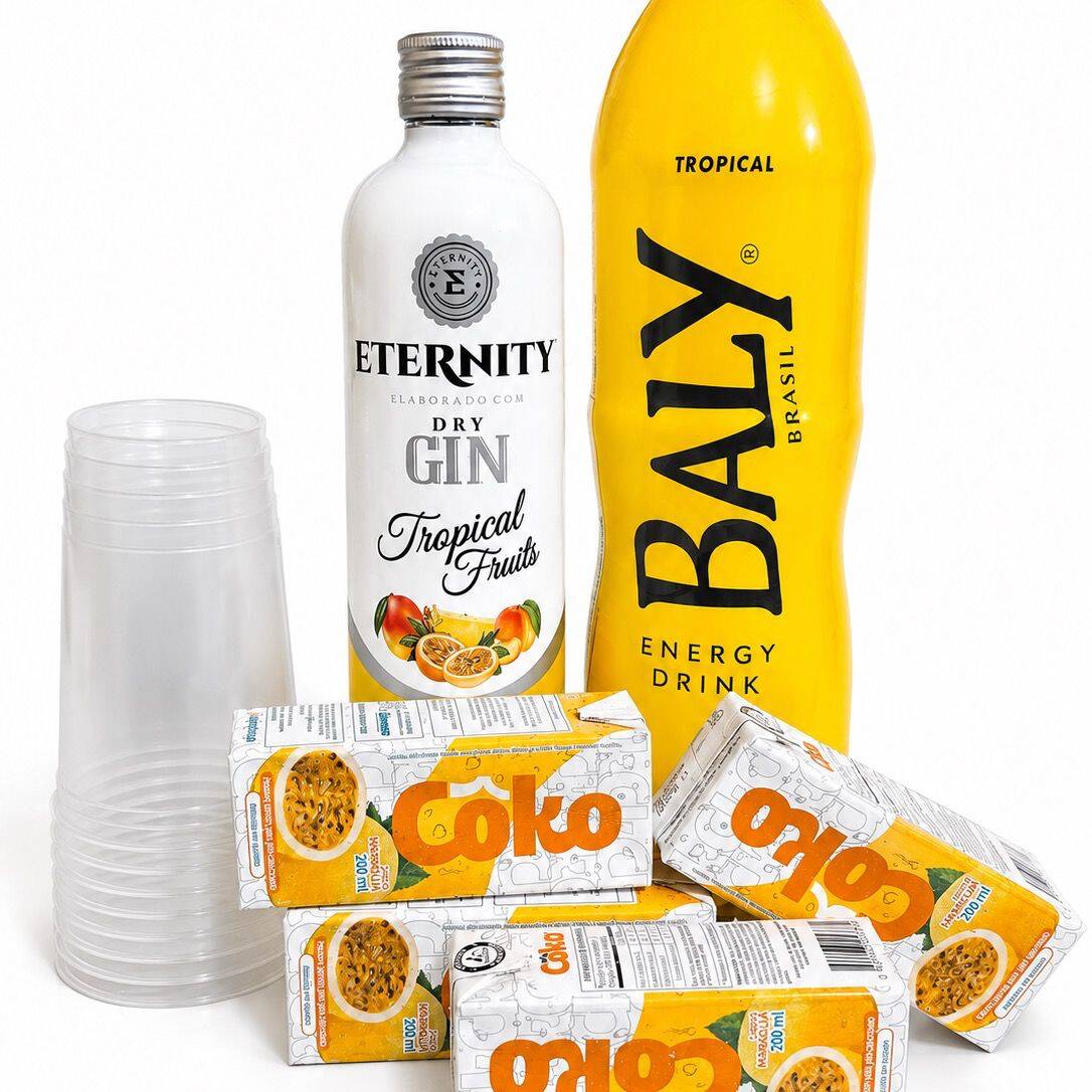1x Eternity Tropical + 1 Bally Tropical+ 4 Gelos sabor Maracujá + 4 Copos.