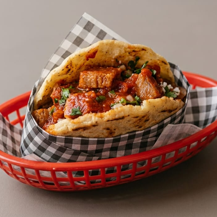 GORDITA DE CHICHARRÓN GUISADO