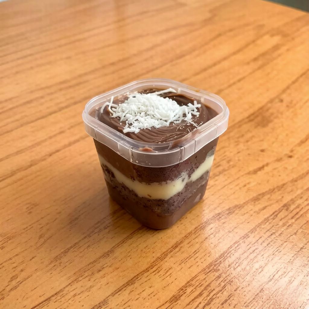 Camadas de Creme de Brigadeiro com bolo de chocolate e creme de coco