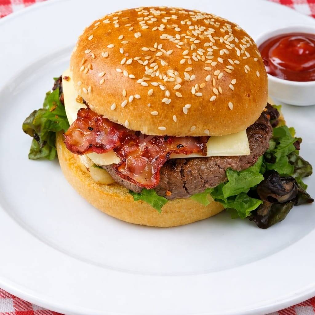 Hamburguesa con Tocino y Queso
