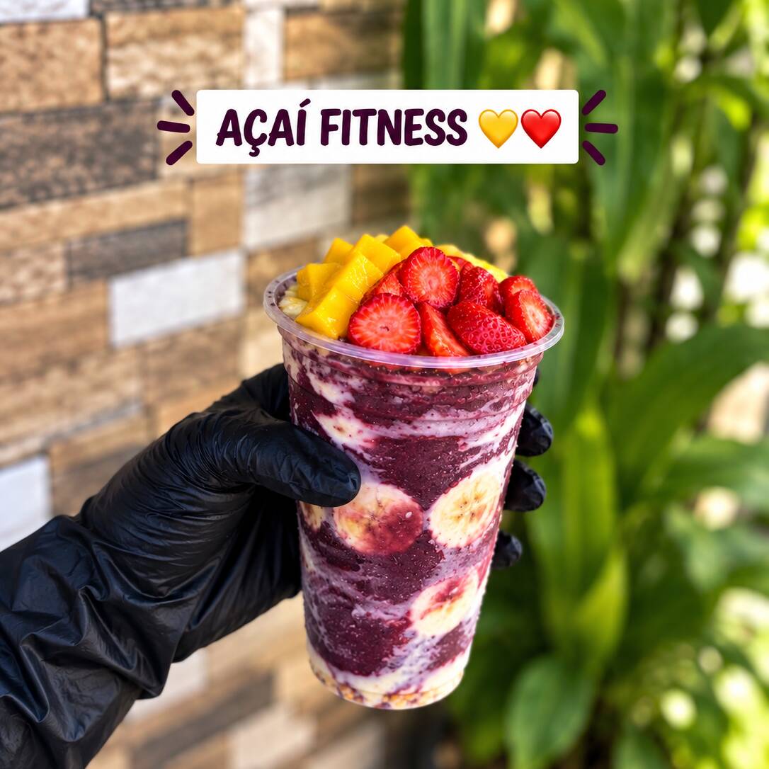Açai,granola, banana, morango e manga