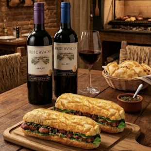 2 Lanches Choripán +
1 Vinho 750ml à sua escolha