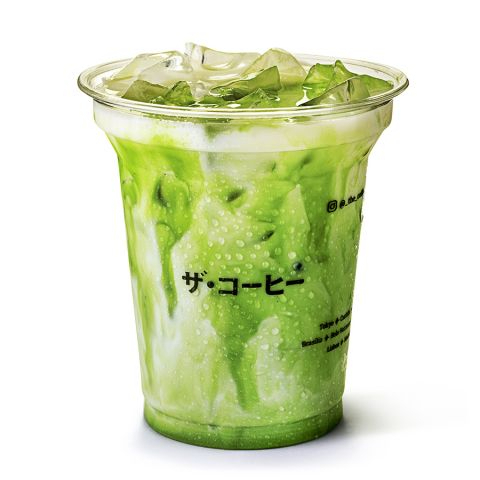 Matcha, leite e um toque de menta. Gelado e hipnotizante. (Sem café, com leite) (440 ml)