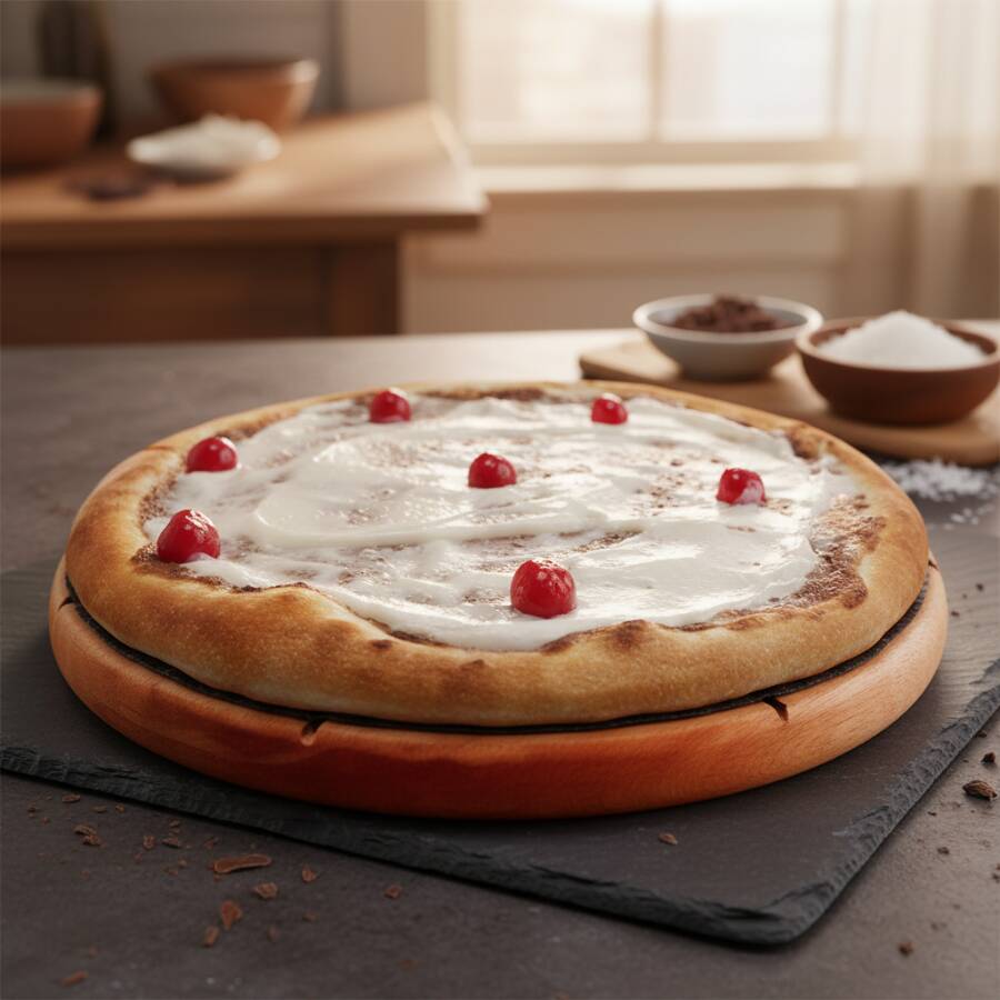 Chocolate ao leite, coco ralado e cereja