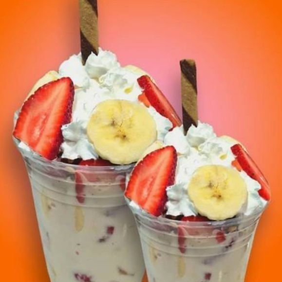 Fresas con plátano y crema