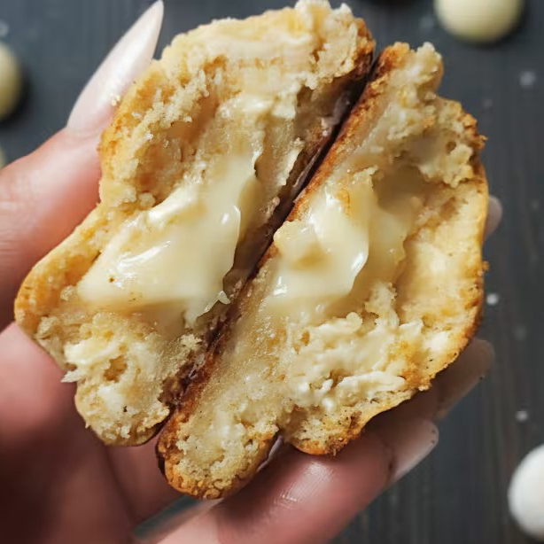 Doce e macio como um abraço leve. Massa de Ninho, recheio cremoso e gotas de chocolate branco.