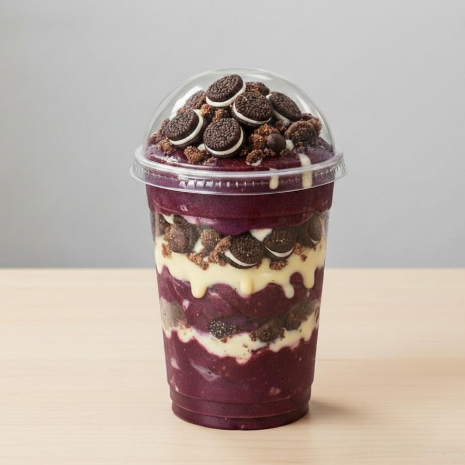 Delicioso açaí cremoso +4 complementos , para deixar tudo ainda mais saboroso ele vai com a melhor bolacha mini oreo