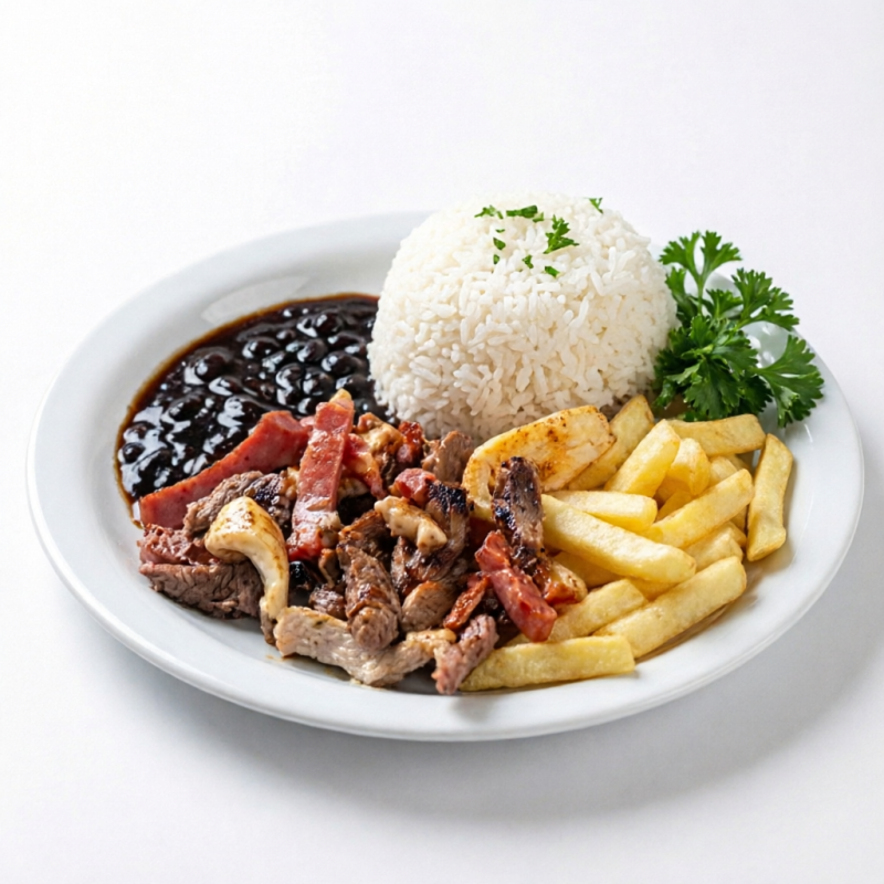 Carne, linguiça toscana e file de frango