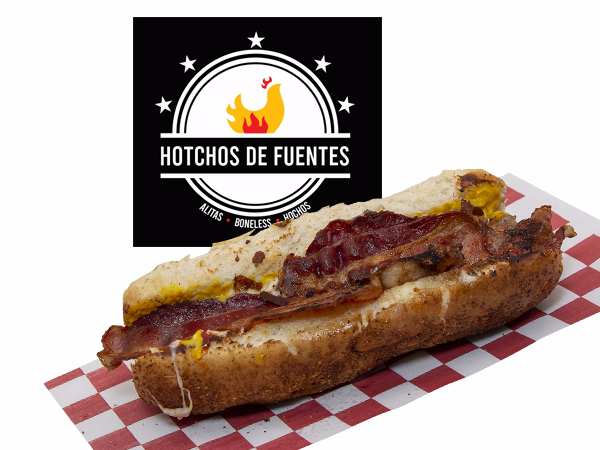 Hot Dog Res Queso y Tocino.