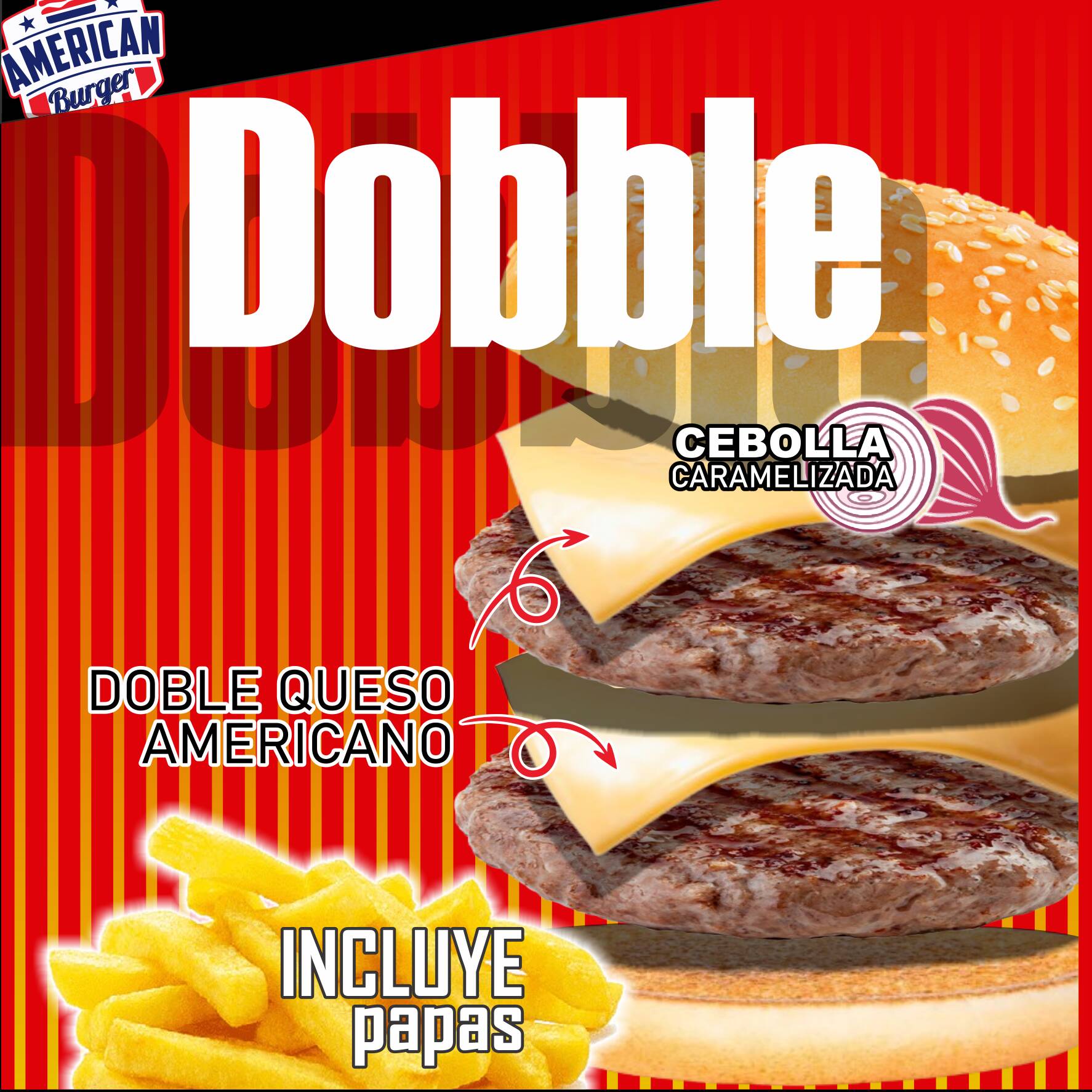 BURGER DOBLE C/papas