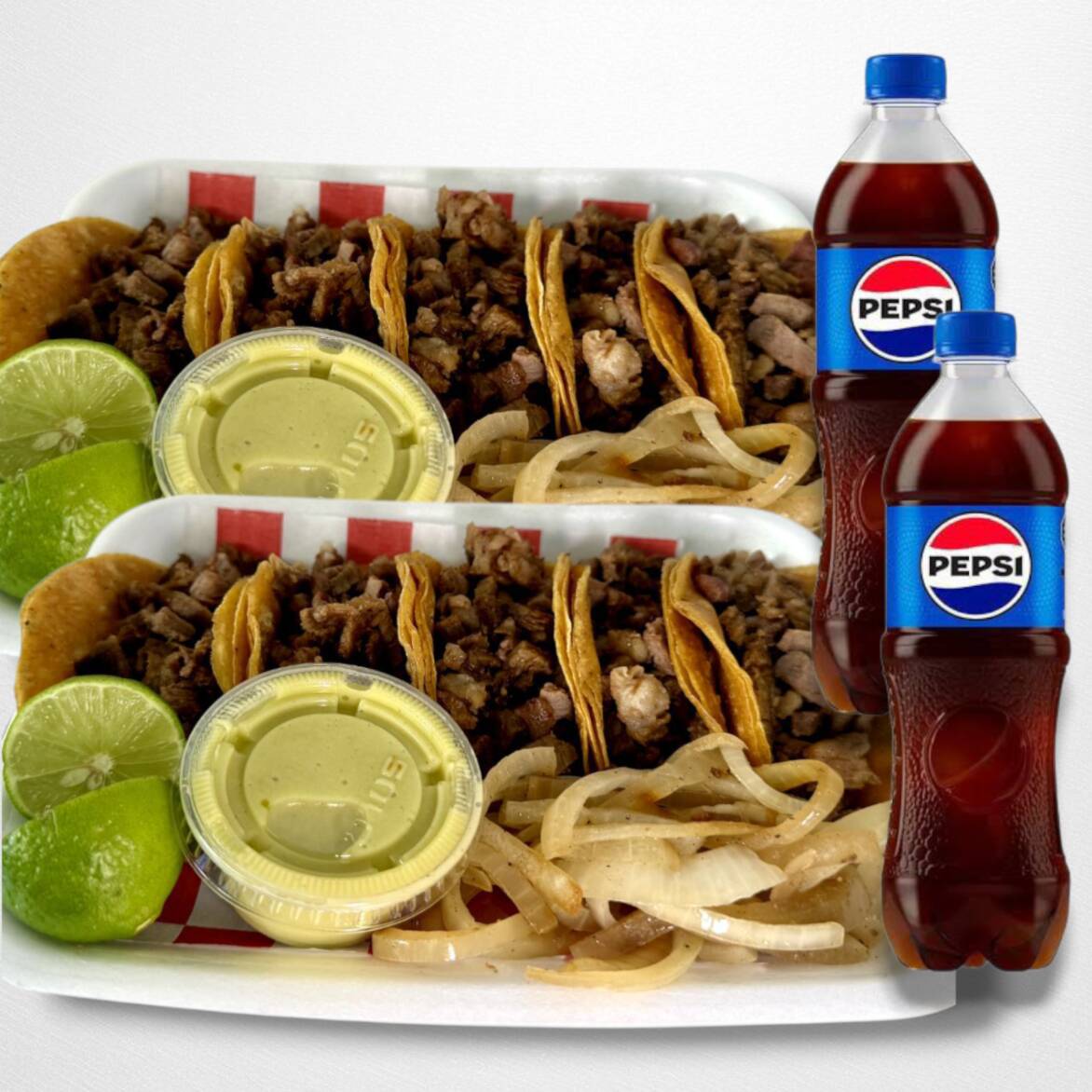 2 Ordenes Tacos Sirloin + 2 Pepsi 600 Ml