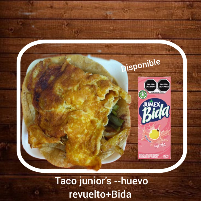 Taco junior's+jugó Bida Disponible