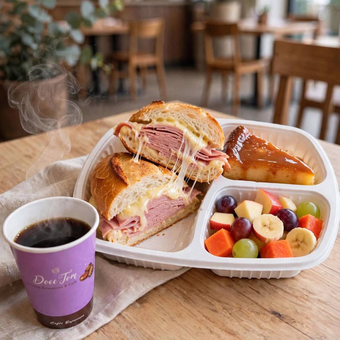 Café da Manhã Completo - O sanduíche que conquistou São Paulo agora chega quentinho e caprichado na sua casa. Pão crocante, mortadela defumada em camadas generosas e queijo derretido na medida certa. Aquele clássico do Mercado Central que todo mundo conhece e ama.